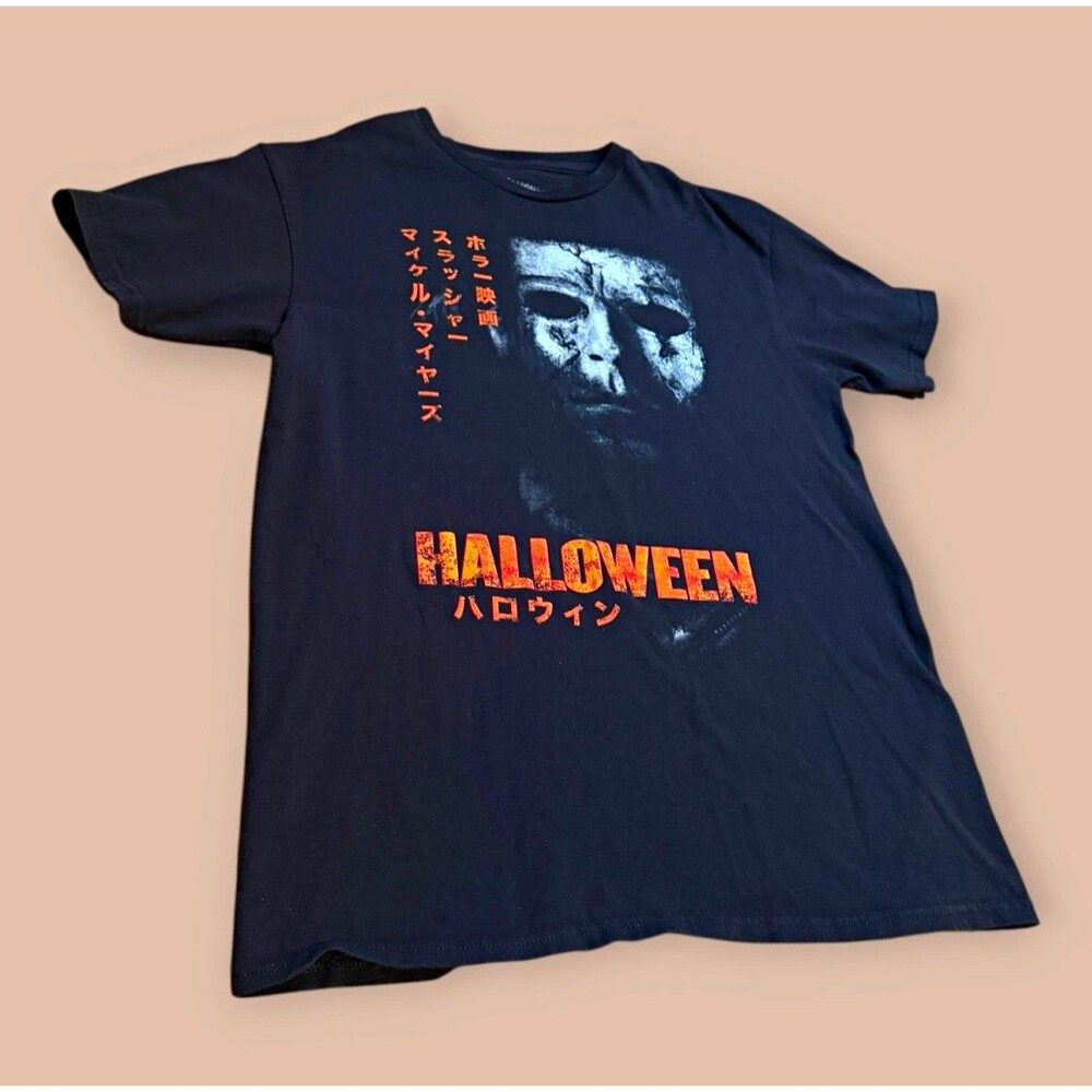 Halloween Michael Myers Men's Graphic Print T-Shirt Black Crew Neck Sz M